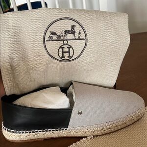 Hermes Black and Tan Slip-On Loafers